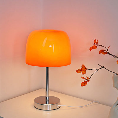مصباح طاولة LED USB بقبة أسطوانية من الزجاج النوردي العتيق 
