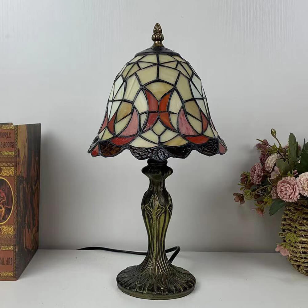 Tiffany Einfache Blumenbecher-Legierung Buntglas 1-Licht Tischlampe 