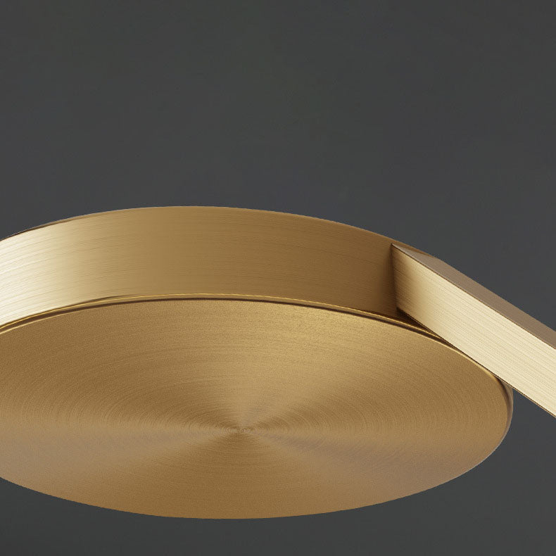 Luz de techo LED semiempotrada de círculo geométrico de cobre completo de simplicidad moderna para sala de estar 
