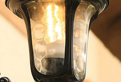 Europäische Retro wasserdichte Steinmuster Glas Lampenschirm 1-Licht Außenwandleuchte Lampe 