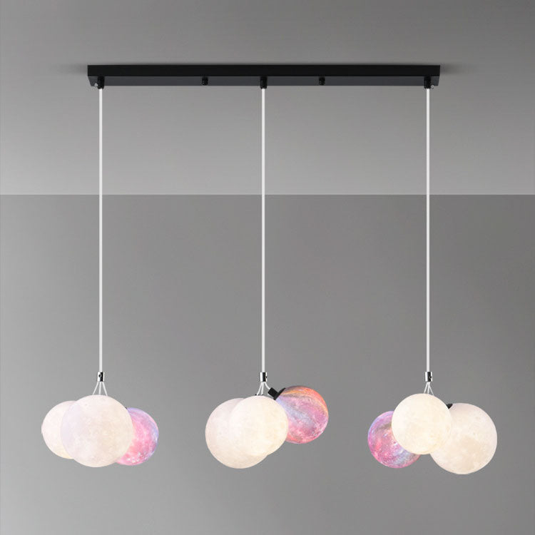 Lustre à 9 lumières en fer créatif moderne en forme de lune 