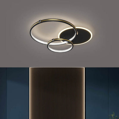 Nordic Light Luxury Circle Combination Iron LED Flush Mount Ceiling Light