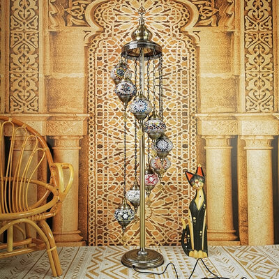 Retro Turkish Moroccan Globe 9-Light Standing Floor Lamp