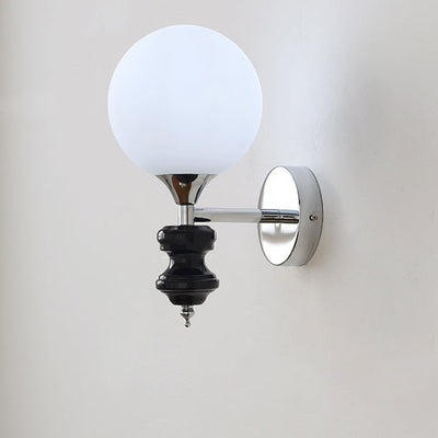 French Vintage Glass Ball Blue Chrome 1-Light Wall Sconce Lamp