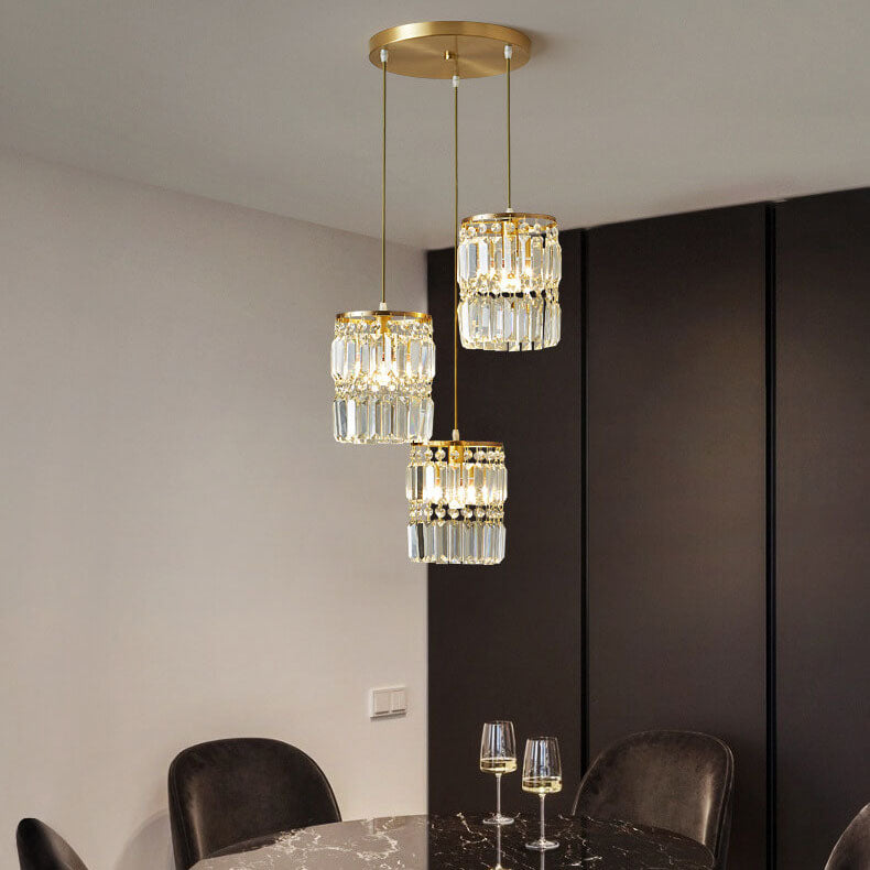 Nordic Postmodern Light Luxury All Copper Crystal 1/3-Light Island Light Chandelier