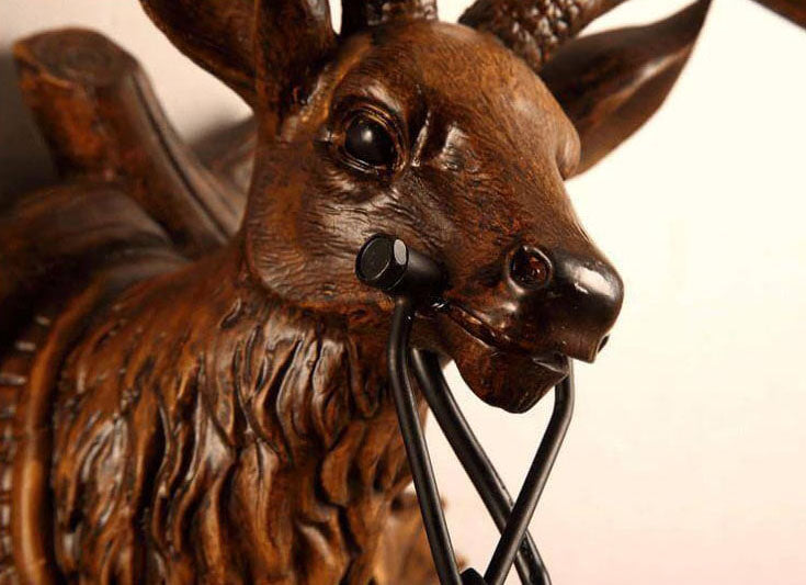 Applique Murale Rétro Tête de Cerf à Bois 1 Lumière 