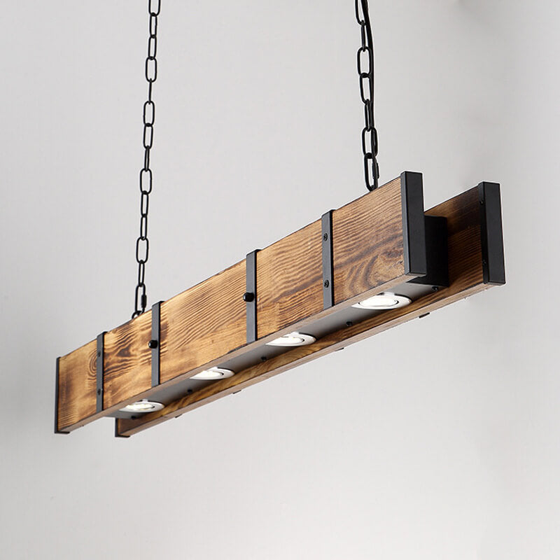 Candelabros LED de Madera Retro Linear de 4 Luces 