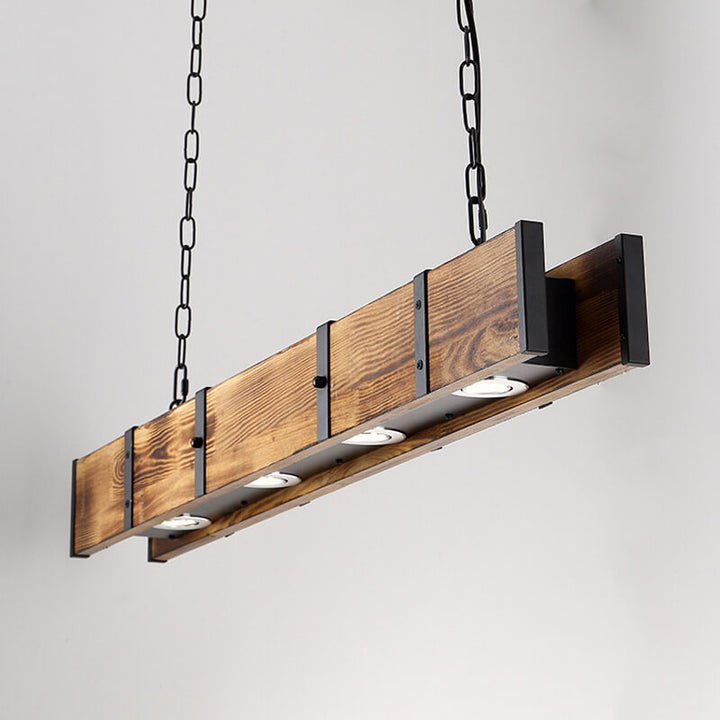 Candelabros LED de Madera Retro Linear de 4 Luces 