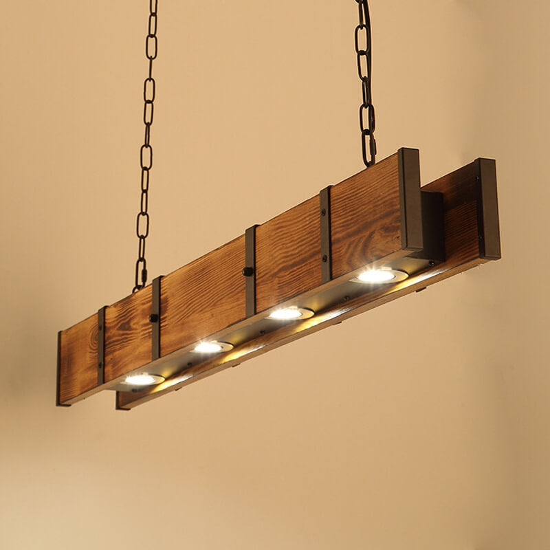 Candelabros LED de Madera Retro Linear de 4 Luces 