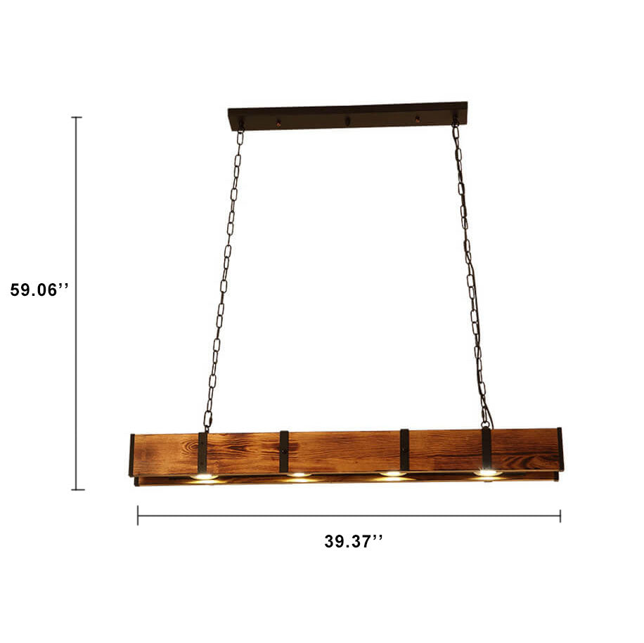 Candelabros LED de Madera Retro Linear de 4 Luces 