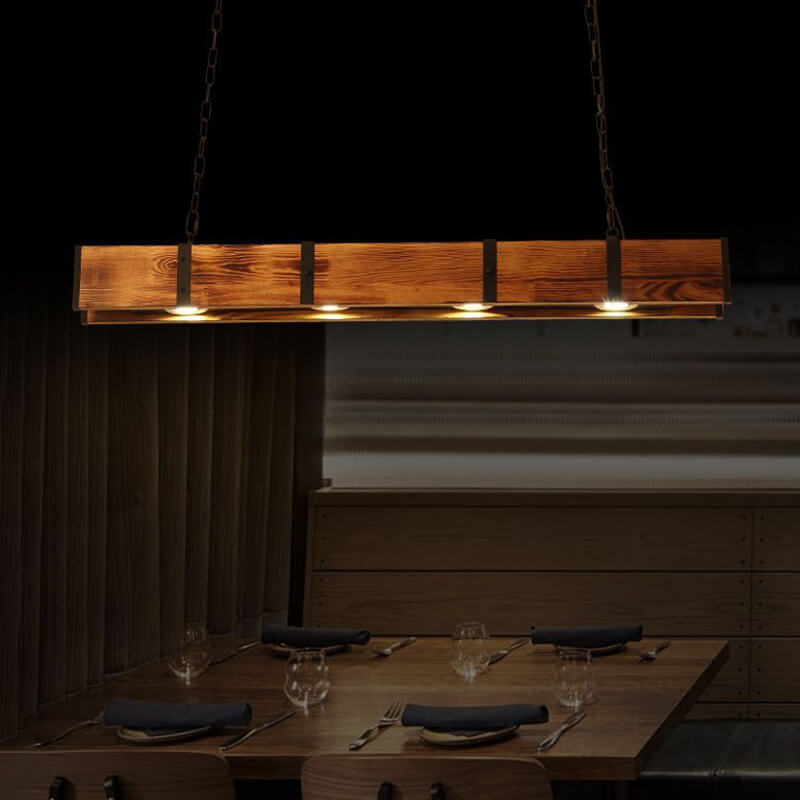 Candelabros LED de Madera Retro Linear de 4 Luces 