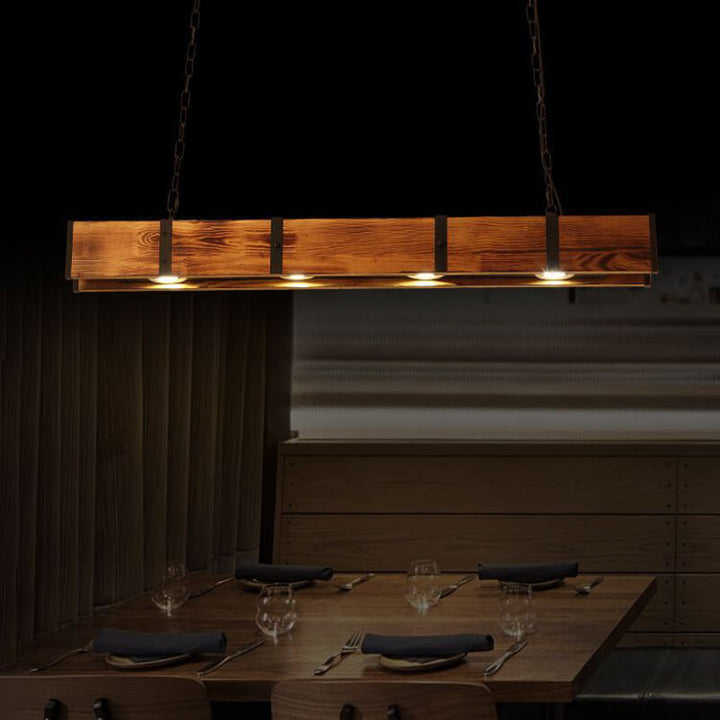 Candelabros LED de Madera Retro Linear de 4 Luces 