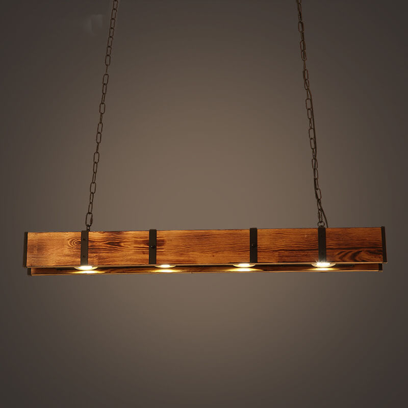 Candelabros LED de Madera Retro Linear de 4 Luces 