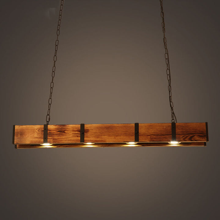Candelabros LED de Madera Retro Linear de 4 Luces 