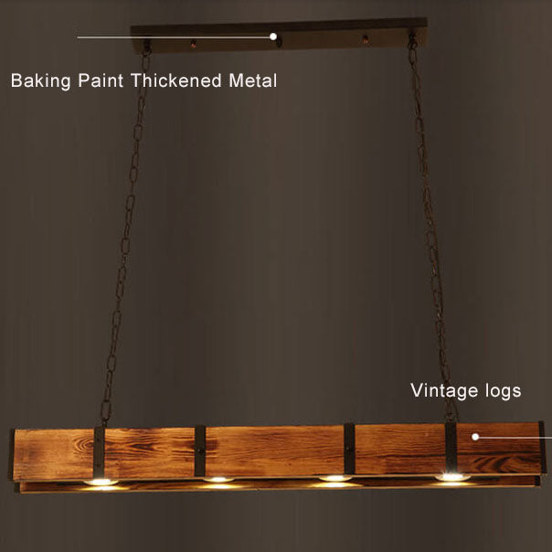 Candelabros LED de Madera Retro Linear de 4 Luces 