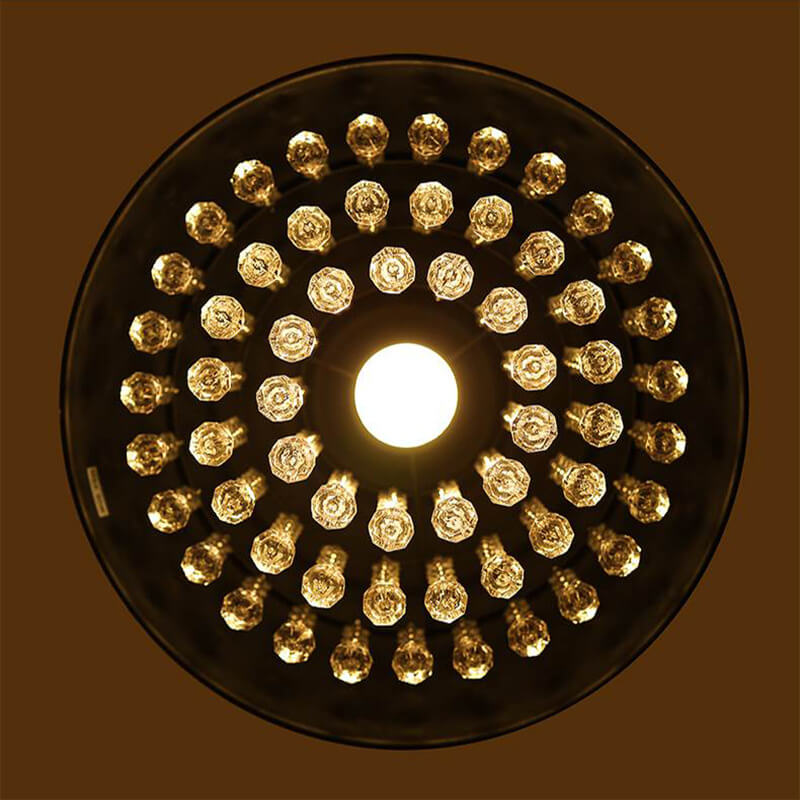 Couvercle de Pot Vintage Industriel avec Pendentif à Cristal à Gland 1 Lumière 