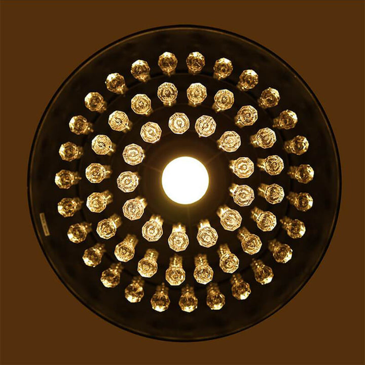 Couvercle de Pot Vintage Industriel avec Pendentif à Cristal à Gland 1 Lumière 