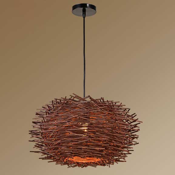 Nido de Pájaro de Tejido de Ratán Moderno Lámpara Colgante de 1 Luz 
