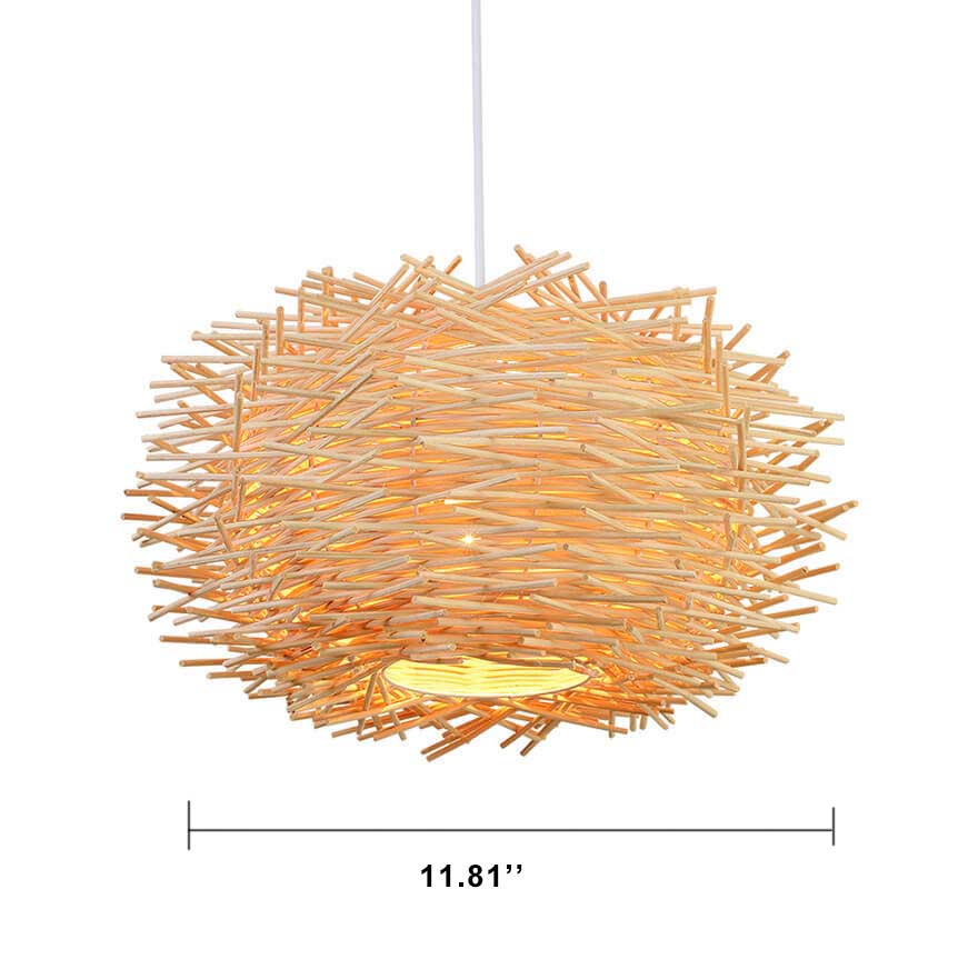 Nido de Pájaro de Tejido de Ratán Moderno Lámpara Colgante de 1 Luz 