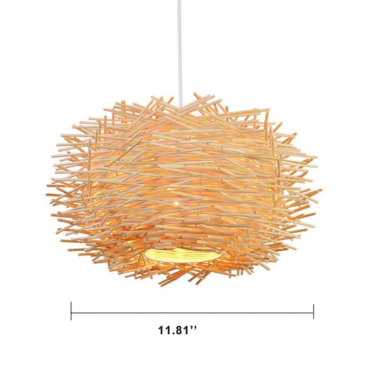 Nido de Pájaro de Tejido de Ratán Moderno Lámpara Colgante de 1 Luz 