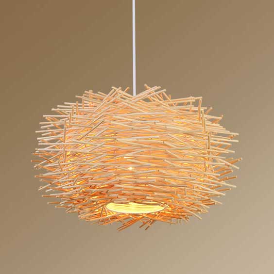 Nido de Pájaro de Tejido de Ratán Moderno Lámpara Colgante de 1 Luz 