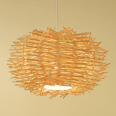 Moderne Rattan Weaving Bird Nest 1 Light Pendelleuchte 