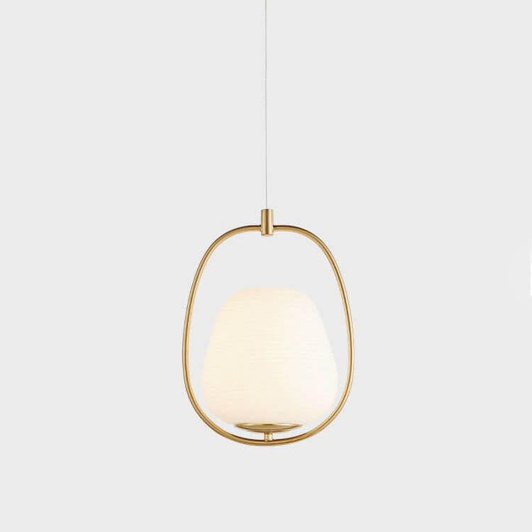 Nordic Creative Oval Glass Ball Gold Ring Pendant Light