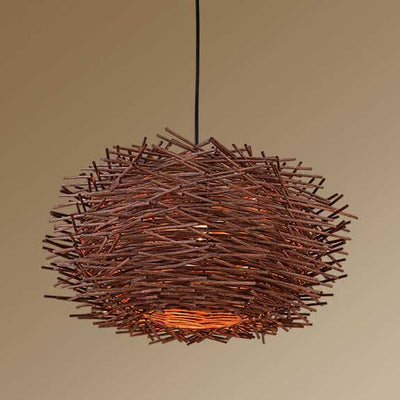 Modern Rattan Weaving Bird Nest 1 Light Pendant Light