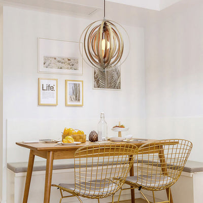 Nordic Creative Revolving Ring  Wooden 1-Light Pendant Light