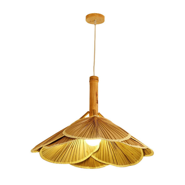Luminaire suspendu à dôme à 1 lumière LED en bambou tissé 