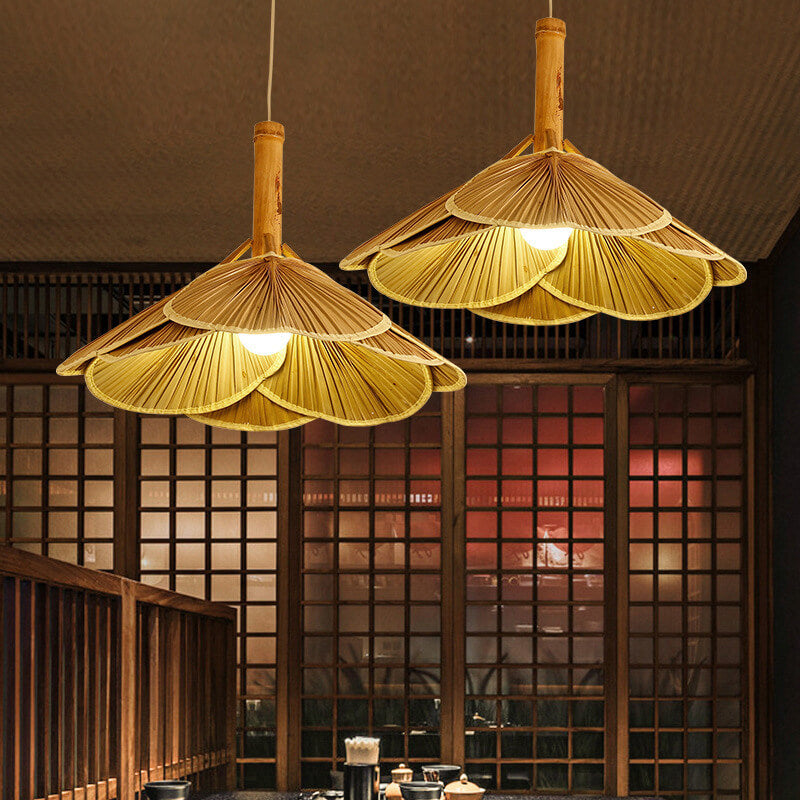 Bamboo Weaving 1-Light Dome LED Pendant Light