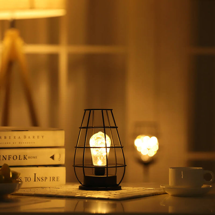 Retro Schmiedeeisen Weinflasche Nachtlicht Tischlampe 