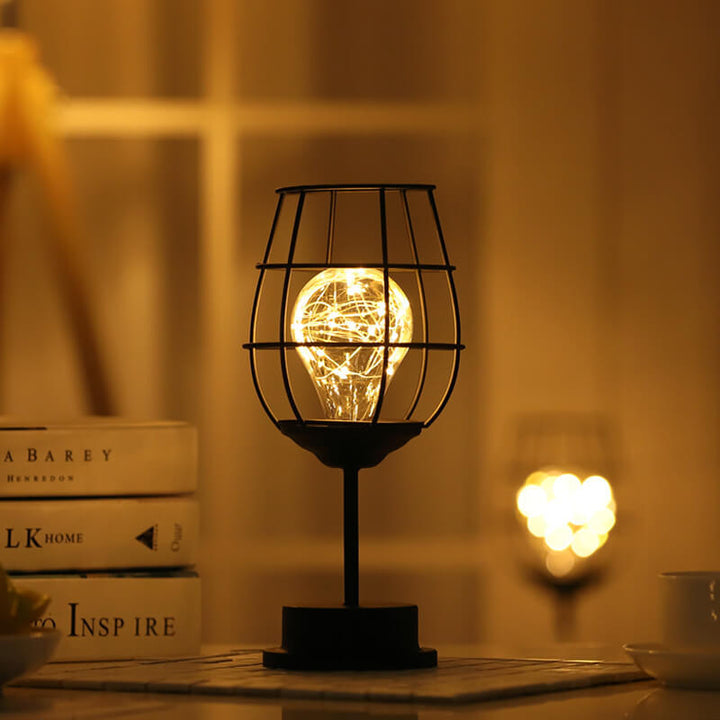 Retro Schmiedeeisen Weinflasche Nachtlicht Tischlampe 