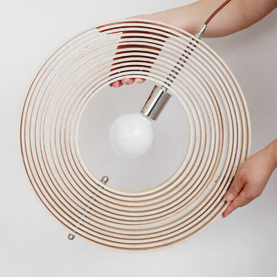 Nordic Creative Revolving Ring  Wooden 1-Light Pendant Light