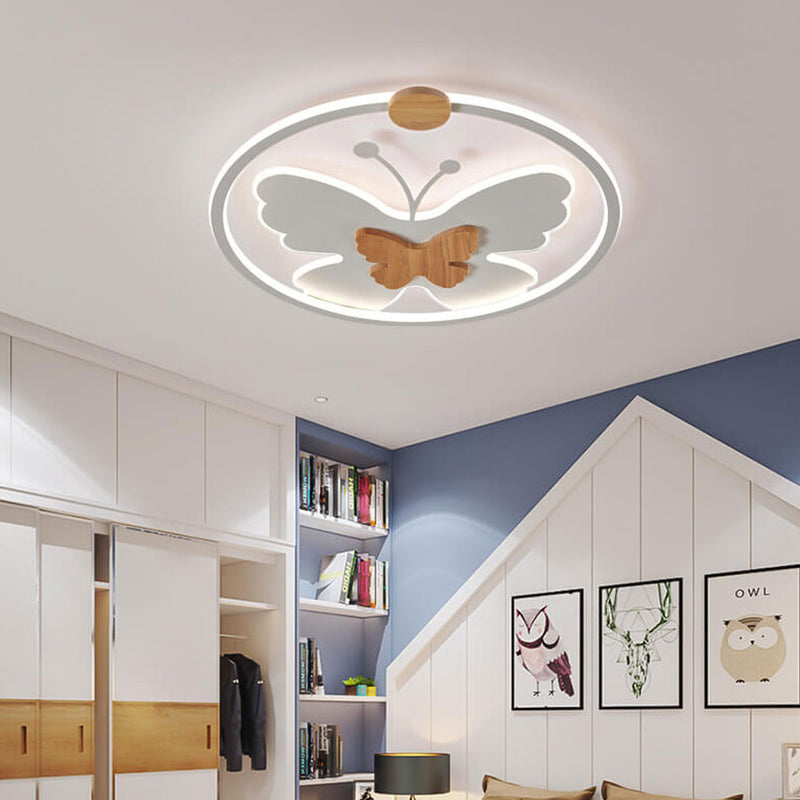 Nordic Creative Butterfly Circle LED Flush Mount Ceiling Light