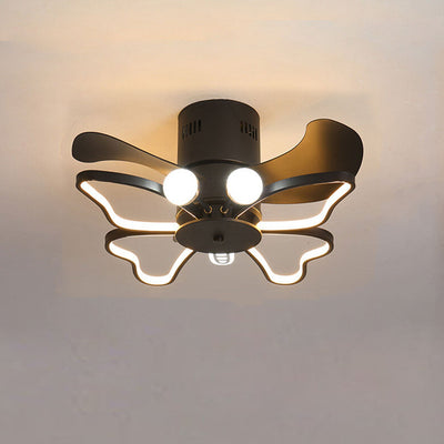 Nordic Creative Butterfly Shape LED Semi-Flush Mount Ceiling Fan Light