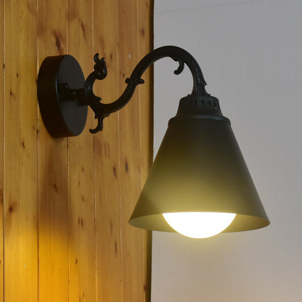Industrial Vintage Iron Bell Tree Branch Arm 1-Light Wall Sconce
