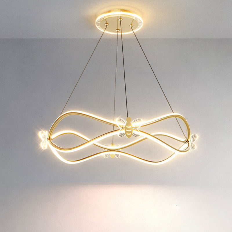 Modern Minimalist Wave Iron 3/4-Light LED Island Light Chandelier