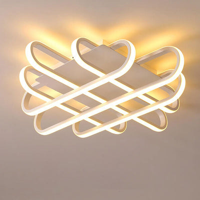 Modern Minimalist Braided Rectangle LED Flush Mount Ceiling Light