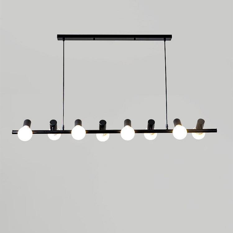 Contemporary Retro Hardware Linear Frame Glass Shade 6/8/10-Light Island Light Chandelier For Dining Room