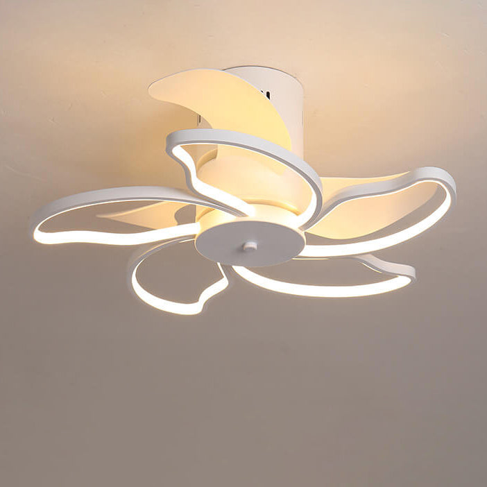 Nordic Minimalist Petal Shaped LED Semi-Flush Mount Ceiling Fan Light