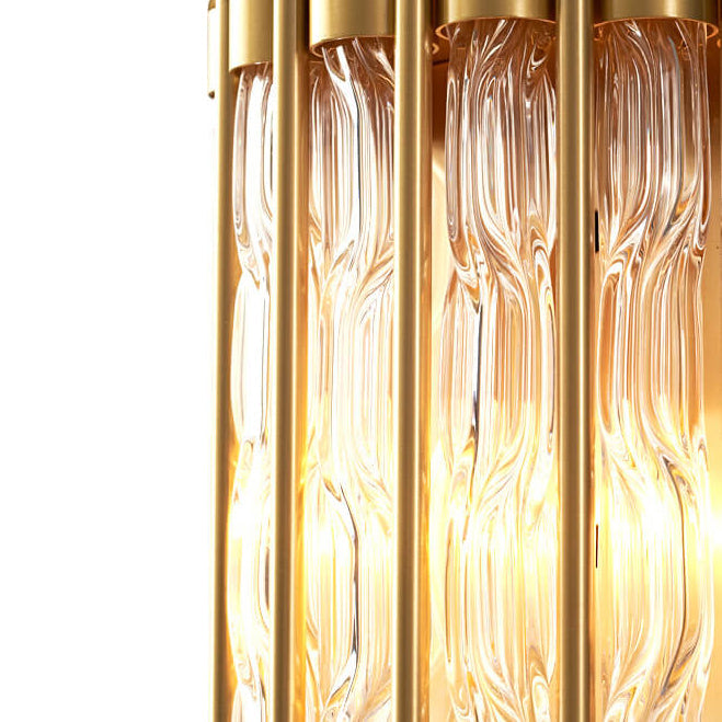 Moderne Luxus rechteckige Halbzylinder Kupfer Glas 2/3 Licht Wandleuchte 
