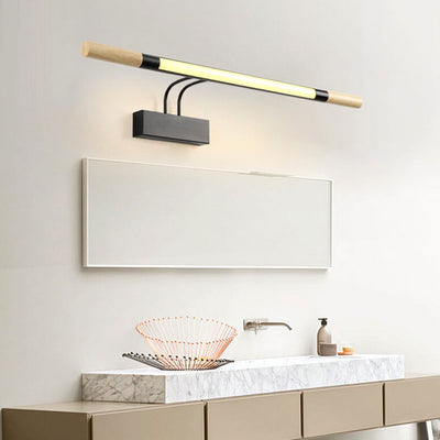 Nordic Solid Wood Curved Arm Long Vanity Light LED-Wandleuchte