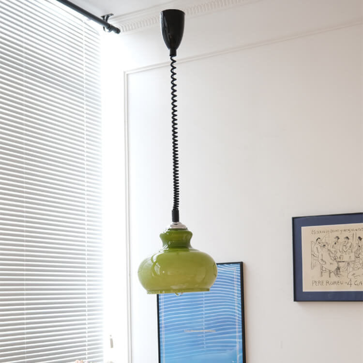 Contemporary Nordic Glass Iron Round Gourd 1-Light Pendant Light for Living Room