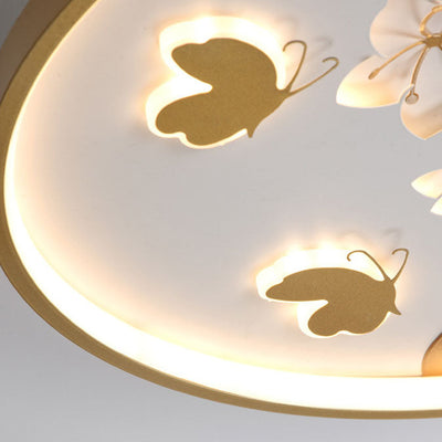 Modern Minimalist Round Butterfly Iron Aluminum Acrylic LED Flush Mount Ceiling Light for Living Room