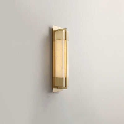 Modern Chinese Brass Faux-Lucite Rectangular LED Wall Sconce Lamp