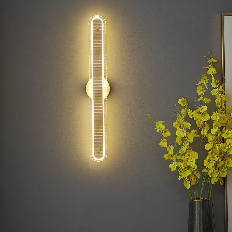 Lámpara Aplique de Pared LED de Vidrio y Cobre de Tira Larga de Lujo Moderno 