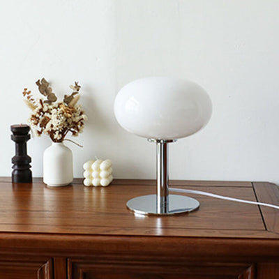 Nordic Vintage Cream Round Glass 1-Light Table Lamp