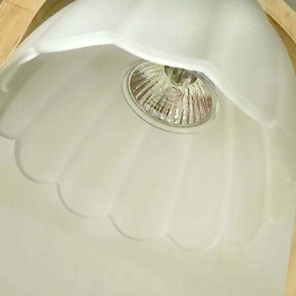 Lampe de Table à Cire Fondue avec Abat-jour en Verre et Anneau en Bois Moderne à Intensité Variable 1 Lumière 