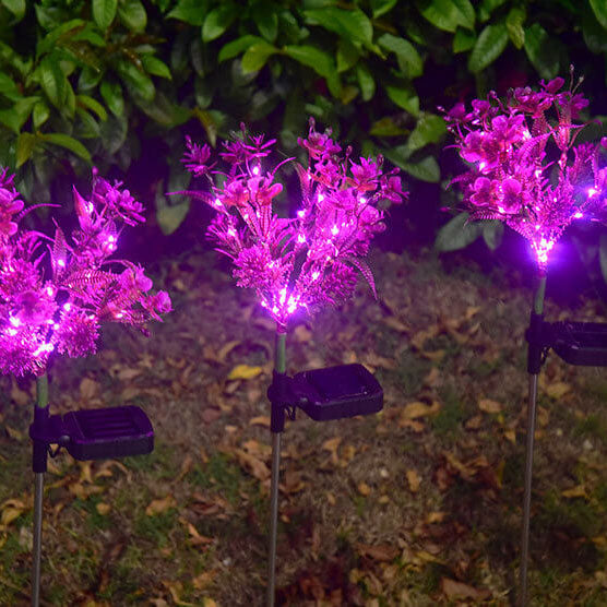 Contemporary Creative Outdoor Solar Phalaenopsis Simulation Flower LED Lawn Ground Insert Decorative Landscape Light